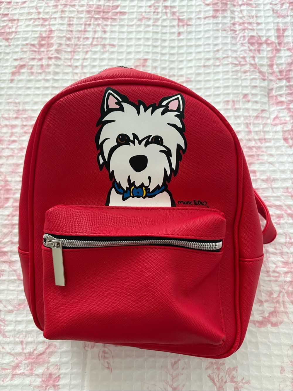 Marc Tetro Red Westie Print Mini Backpack